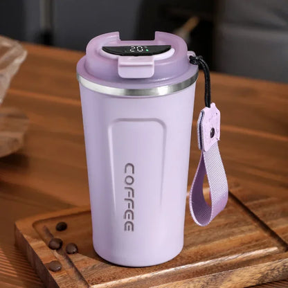 Stainless steel thermos mug with intelligent temperature display - TempMate
