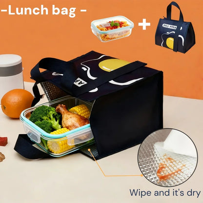 Glass food container set with lid