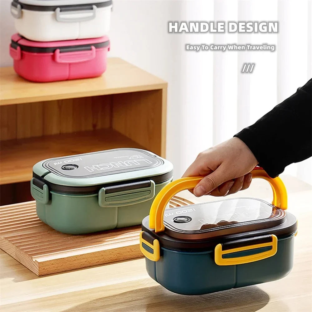 Bento box 2 levels with spoon and fork, 1200 ml
