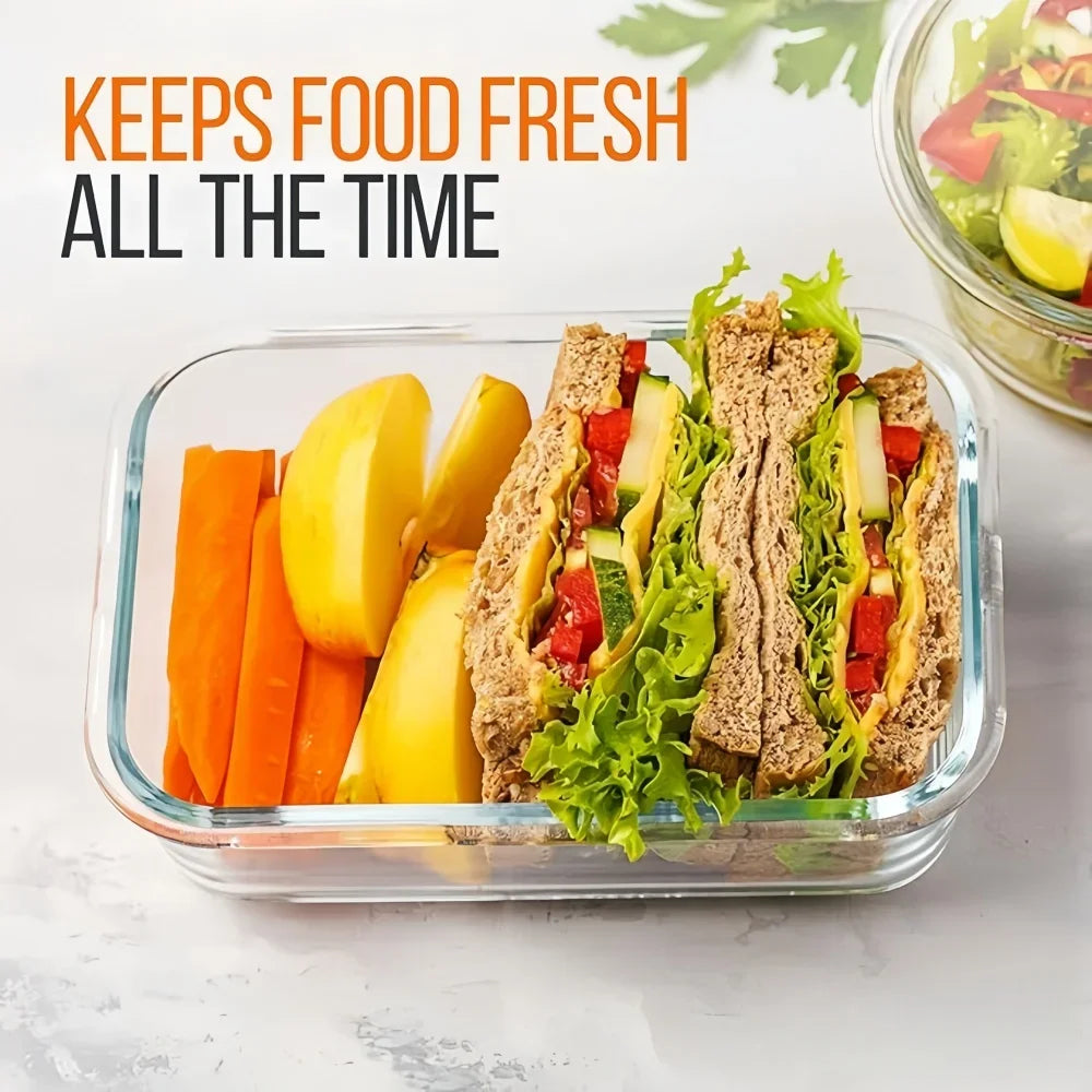 Glass food container set with lid