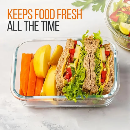 Glass food container set with lid