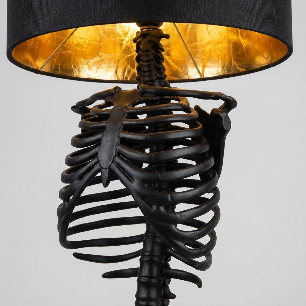 Resin Skeleton Desk Lamp 13.8 in Black Gothic Bedside Accent Light Warm Atmospheric Mood Lighting for Reading Corner Home Office Bedroom Dec | Thomler