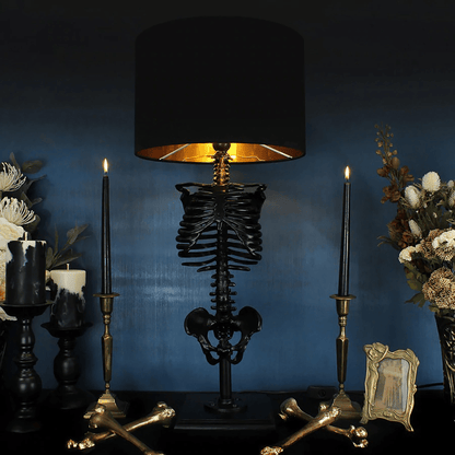 Resin Skeleton Desk Lamp 13.8 in Black Gothic Bedside Accent Light Warm Atmospheric Mood Lighting for Reading Corner Home Office Bedroom Dec | Thomler