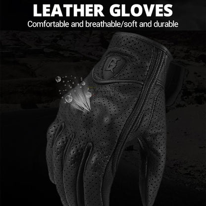 Rynx | GHOST RACING GR-ST06 Breathable Touch Screen Motorcycle Riding Leather Gloves Anti-Fall Locomotive Gloves, Size: L(Black)
