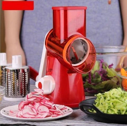 Rotating vegetable cutter with 3 stainless steel drums