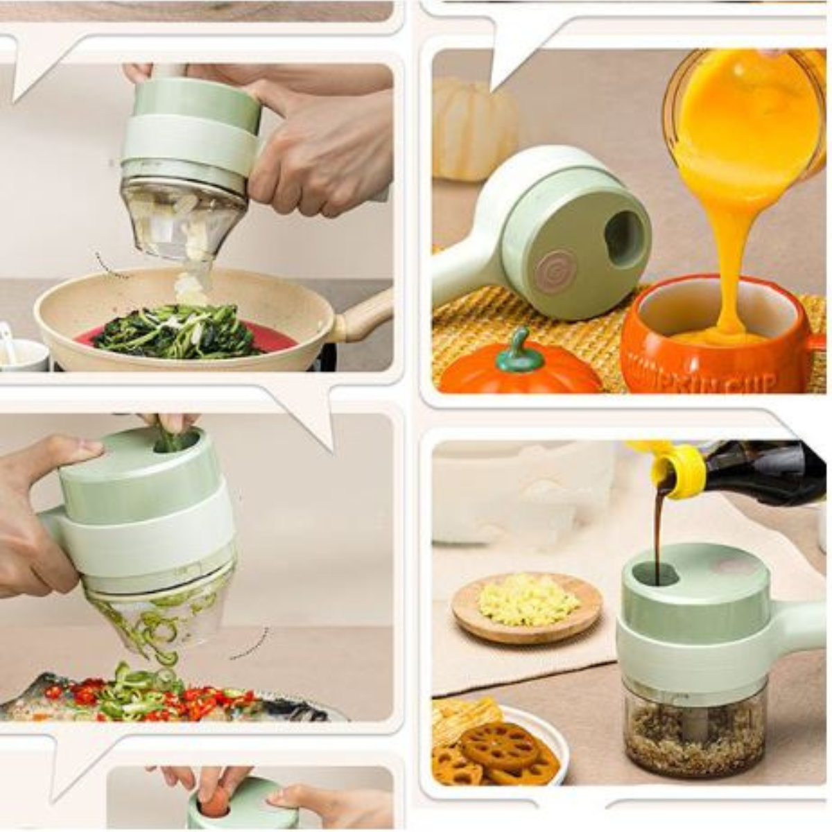 4-in-1 electric chopper with USB charging function