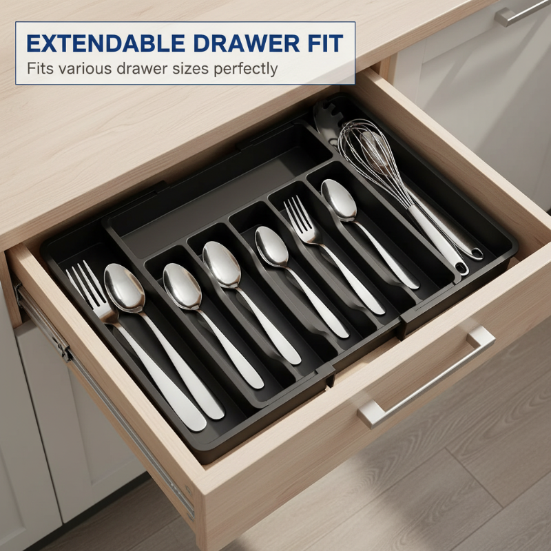 Extendable Cutlery Drawer Organizer - Adjustable 33-57cm