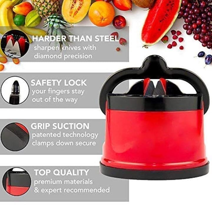 Knife sharpener with suction cup - stable attachment