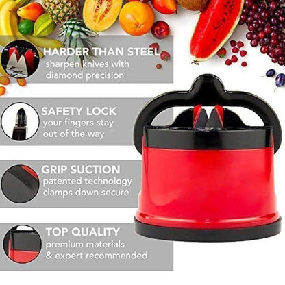 Knife sharpener with suction cup - stable attachment