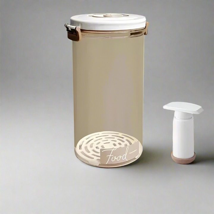 Vacuum food storage container with hand pump
