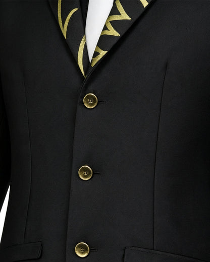 Mens Demon King Costume Black Jacket Pants Shirt and Hat Suit for Dress-up Party