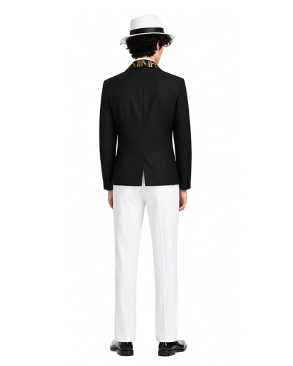 Mens Demon King Costume Black Jacket Pants Shirt and Hat Suit for Dress-up Party