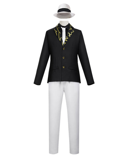 Mens Demon King Costume Black Jacket Pants Shirt and Hat Suit for Dress-up Party