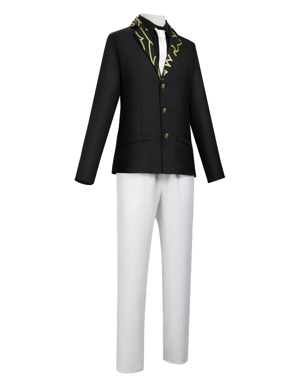 Mens Demon King Costume Black Jacket Pants Shirt and Hat Suit for Dress-up Party
