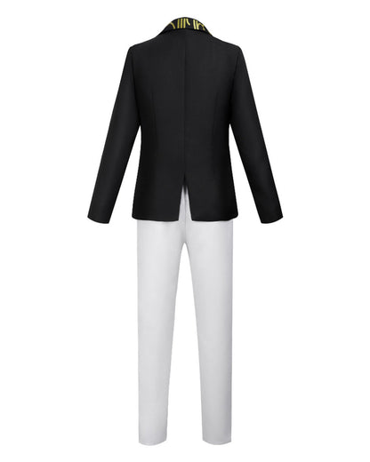 Mens Demon King Costume Black Jacket Pants Shirt and Hat Suit for Dress-up Party
