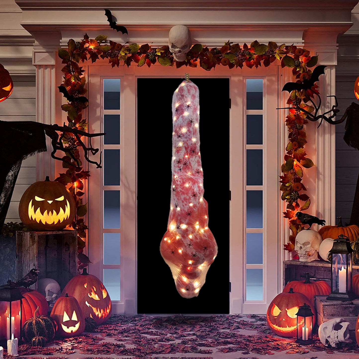 59-Inch Hanging Cocoon Corpse with Integrated Warm String Lights for  Halloween