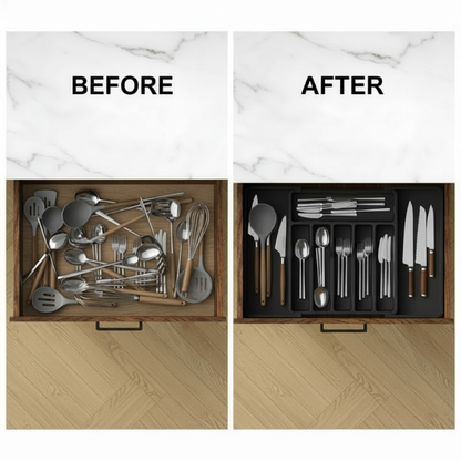 Extendable Cutlery Drawer Organizer - Adjustable 33-57cm