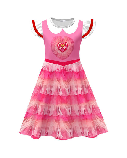 Toddler Girls Pink Princess Dress and Crossbag 2pcs Suit for Cosplay Events