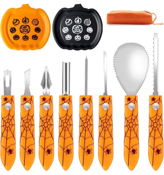 Halloween Pumpkin Carving Kit, 10PCS Professional Pumpkin Carving Tools Set, Heavy Duty Stainless Steel Pumpkin Carving for Halloween Deco