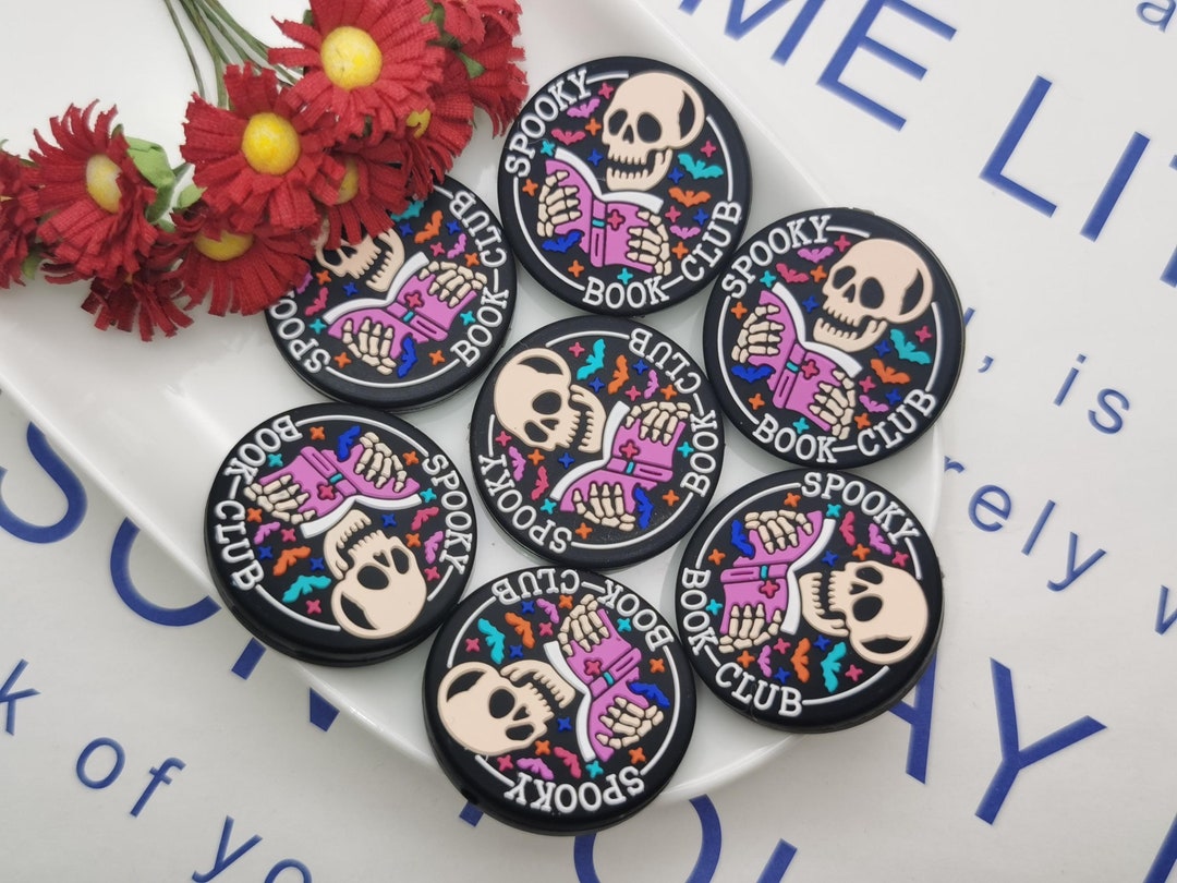 Silicone Bead Halloween Ghost Skull Spooky Book Club Focal Bead for Pen Bracelet Necklace Keychain Lanyard Silicone DIY Charm Finding ZS0343