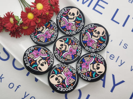 Silicone Bead Halloween Ghost Skull Spooky Book Club Focal Bead for Pen Bracelet Necklace Keychain Lanyard Silicone DIY Charm Finding ZS0343
