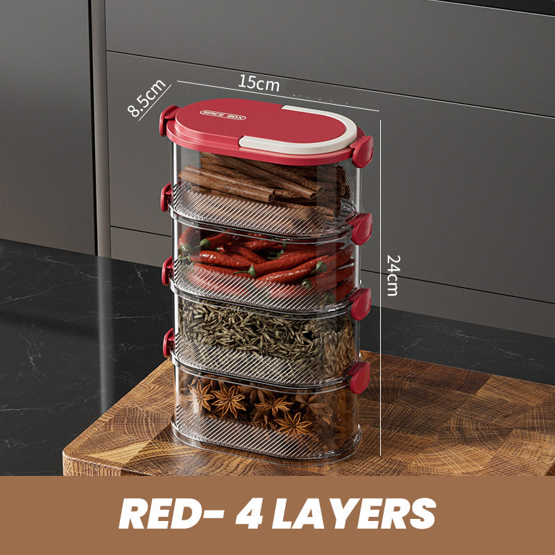 Stackable spice rack - stay fresh, access quickly