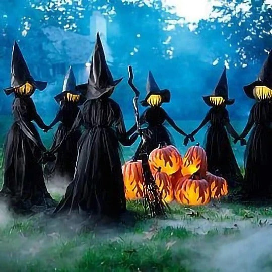 Outdoor Lighted Witch Stake Decoration for Halloween Yard Displays