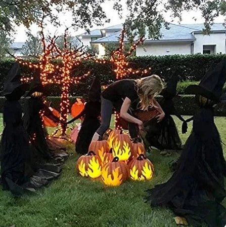 Outdoor Lighted Witch Stake Decoration for Halloween Yard Displays