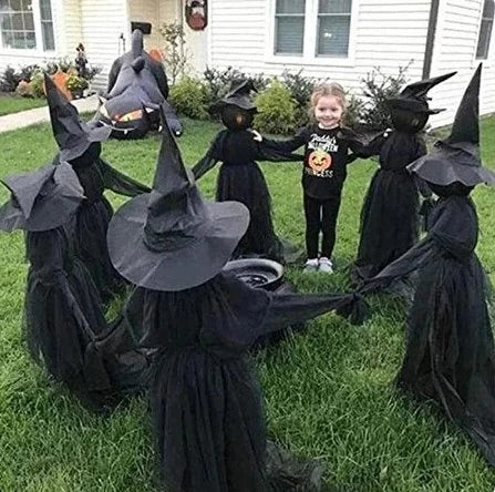 Outdoor Lighted Witch Stake Decoration for Halloween Yard Displays