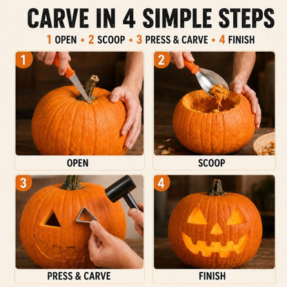 36 Pcs Pumpkin Carving Kit with 4 Candles Lights & 20 Pumpkin Stencils