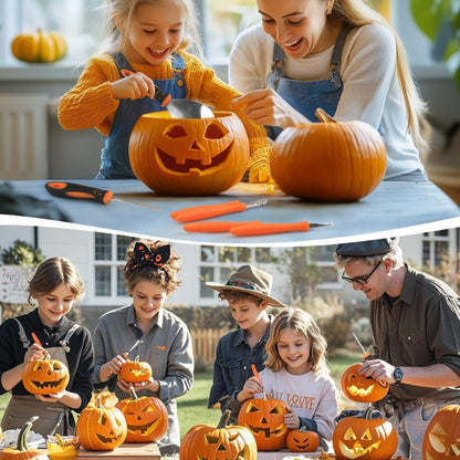 36 Pcs Pumpkin Carving Kit with 4 Candles Lights & 20 Pumpkin Stencils