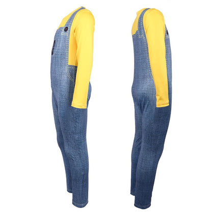 Kids Youth Costume Yellow Jumpsuit and Helmet for Halloween Cosplay