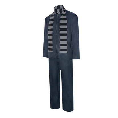 Adult Costume Gray Outfit Jacket Pants and Striped Scarf Adults Halloween Costume