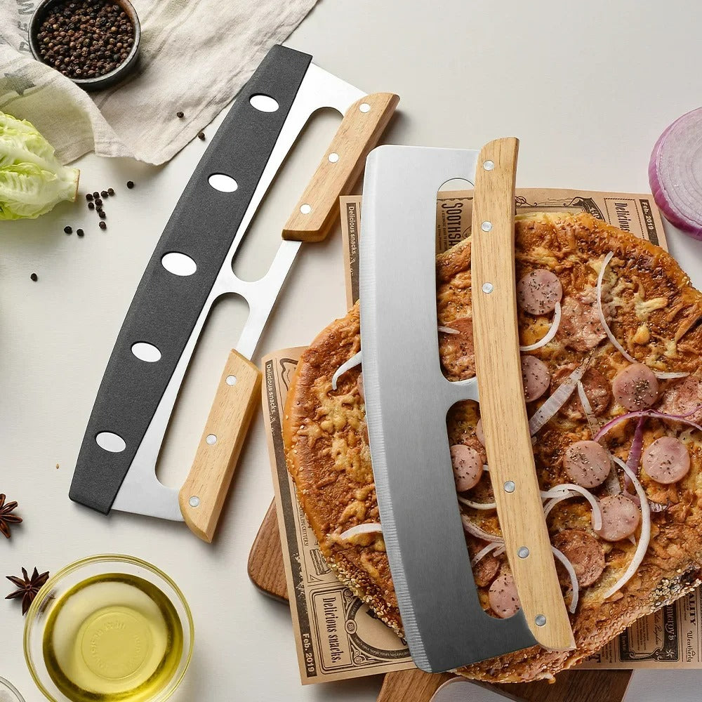 Large pizza cutter with curved stainless steel knife (35 cm) - Bruno