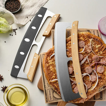 Large pizza cutter with curved stainless steel knife (35 cm) - Bruno