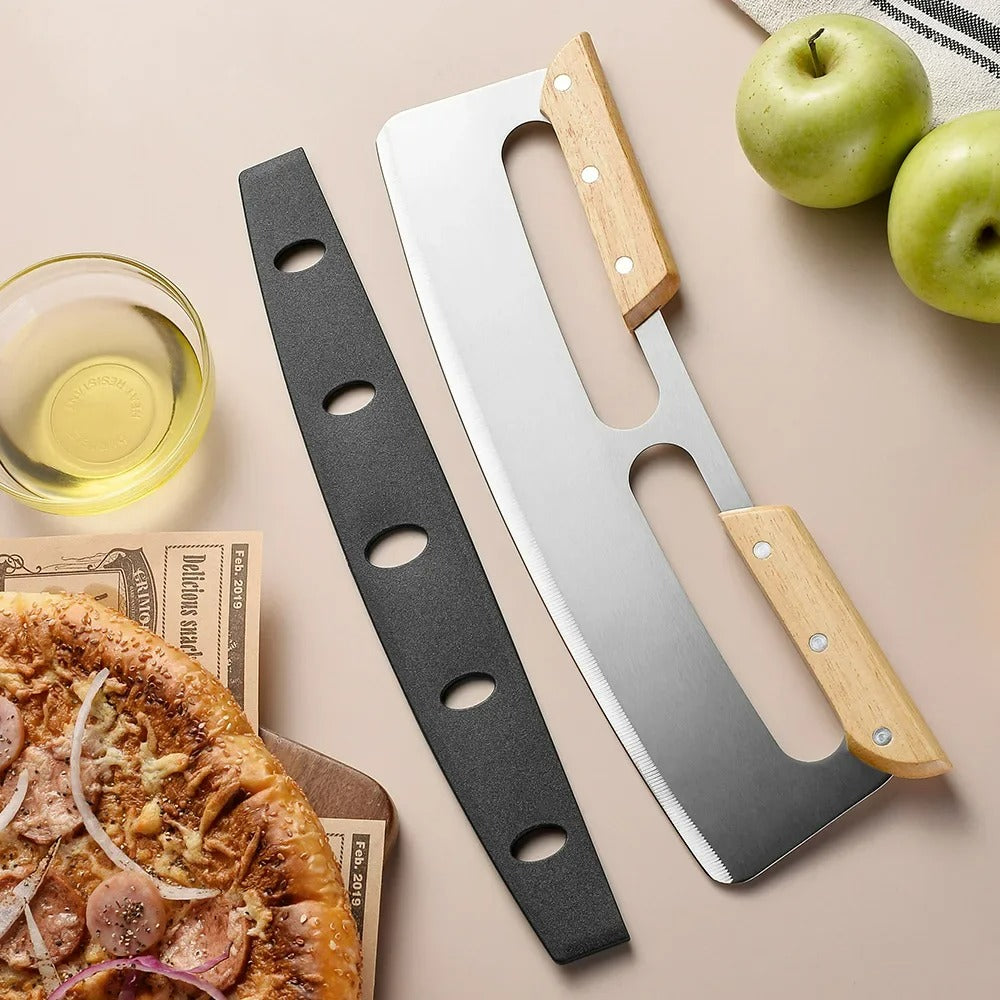 Large pizza cutter with curved stainless steel knife (35 cm) - Bruno