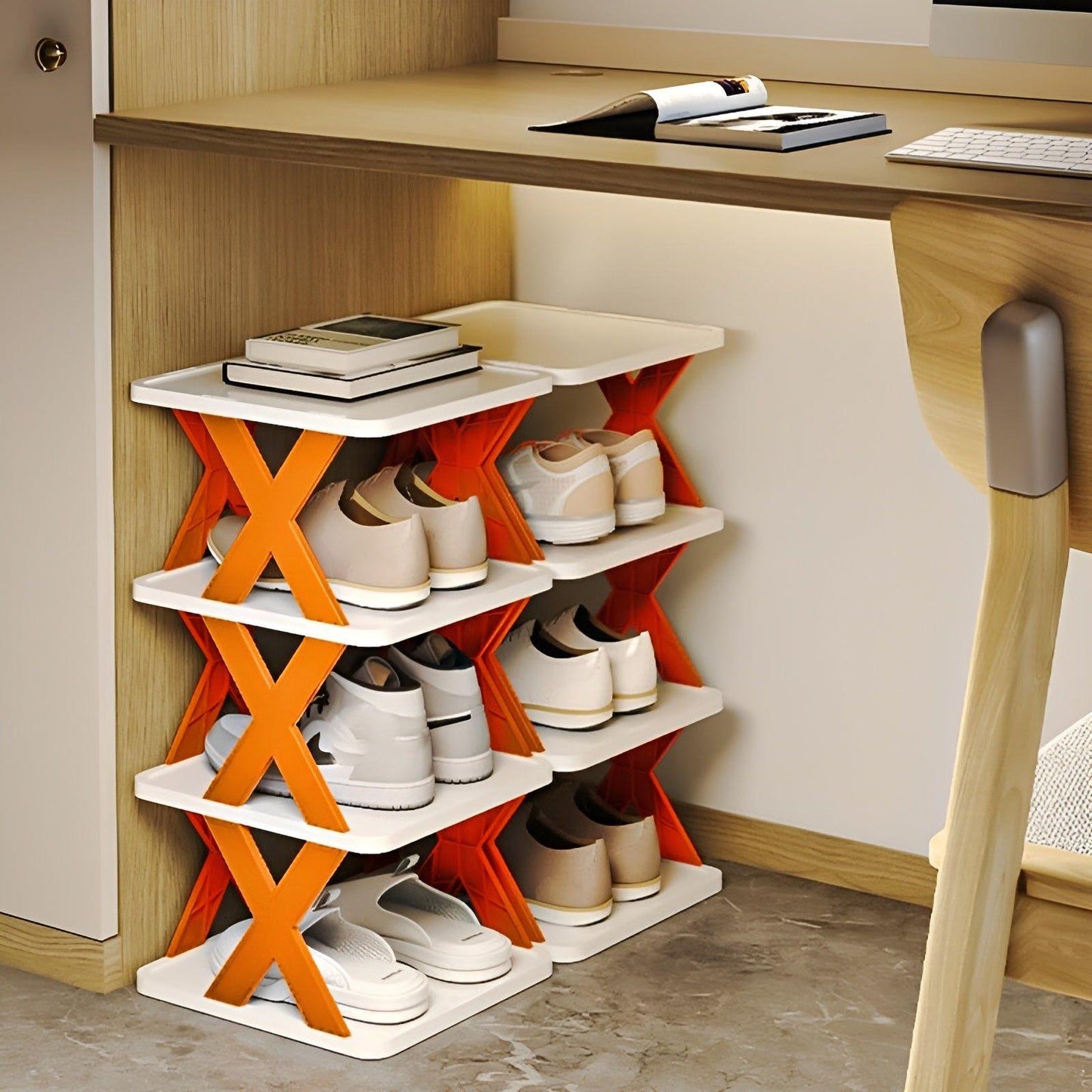 Shoe rack foldable with 3-7 layers