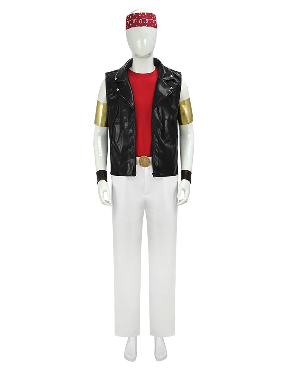 80s Retro Supervillain Costume Dancing Bad Boy Black Vest White Pants 8pcs Suit for Halloween Carnival