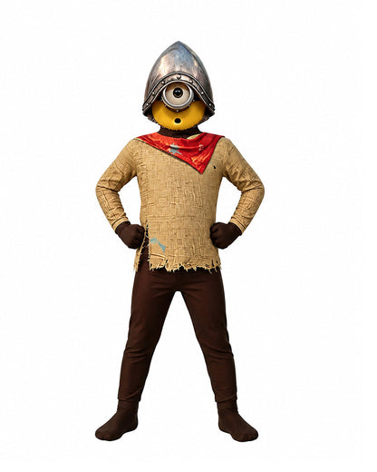 Yellow Medieval Knight Costume Funny Creature Jumpsuit Helmet 2pcs Suit for Cosplay Carnival