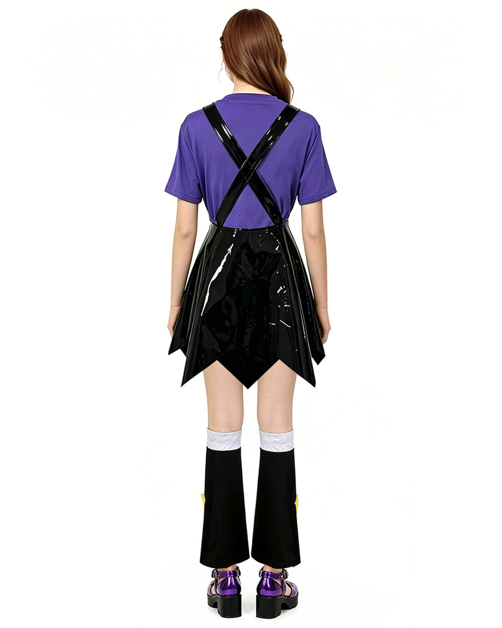 Adult Chapter 5 Lily Costume Purple Horror Game Doll PU Leather Dress T-shirt Matching Leg Sleeves and Wig Suit for Halloween Cosplay