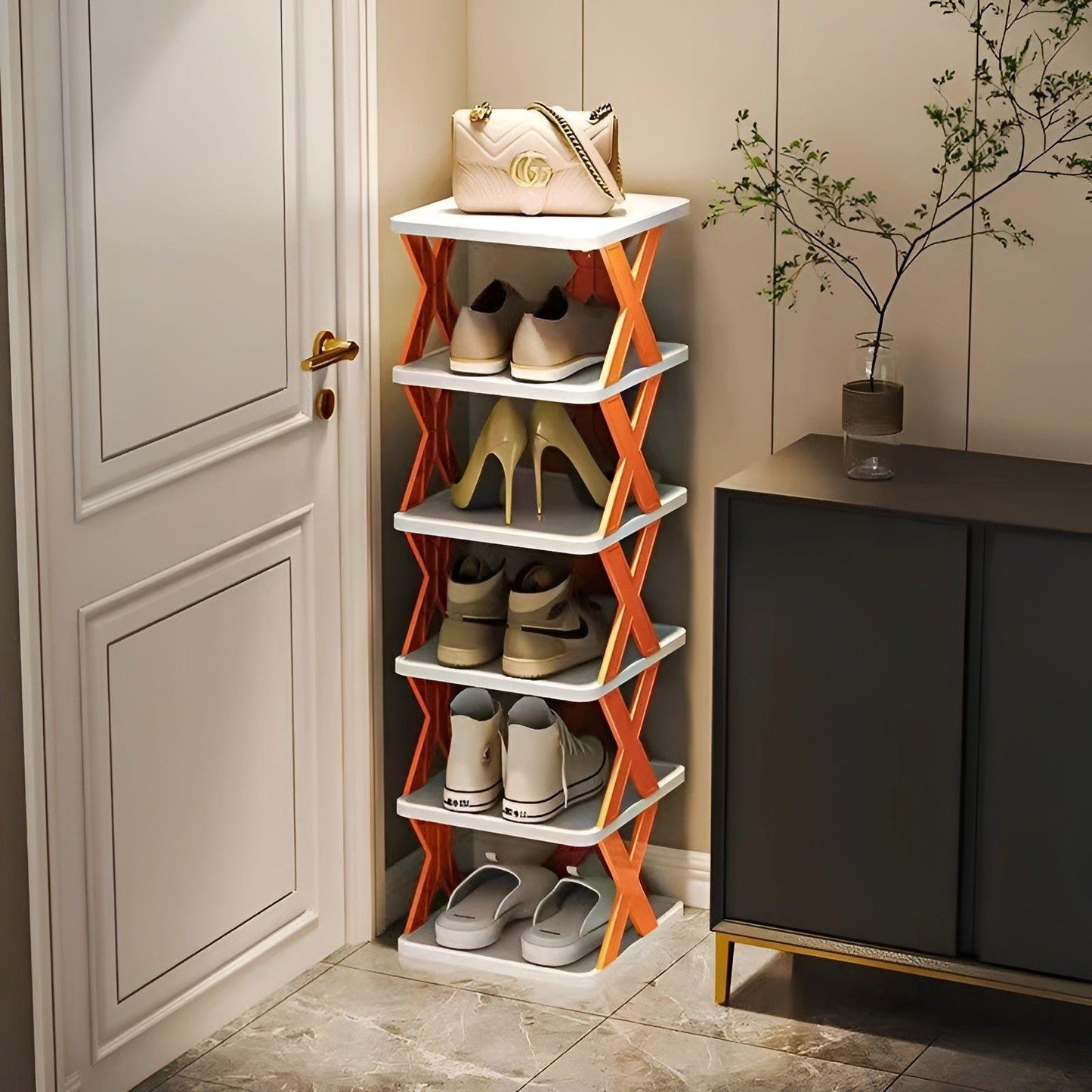 Shoe rack foldable with 3-7 layers