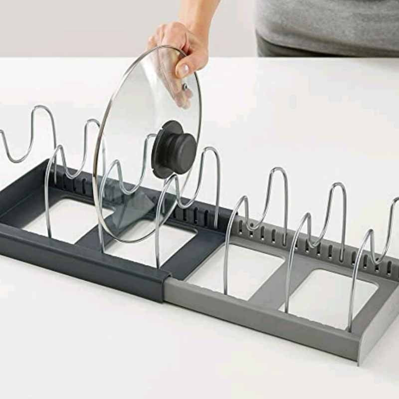 Extendable pan and lid holder – for drawers and cupboards