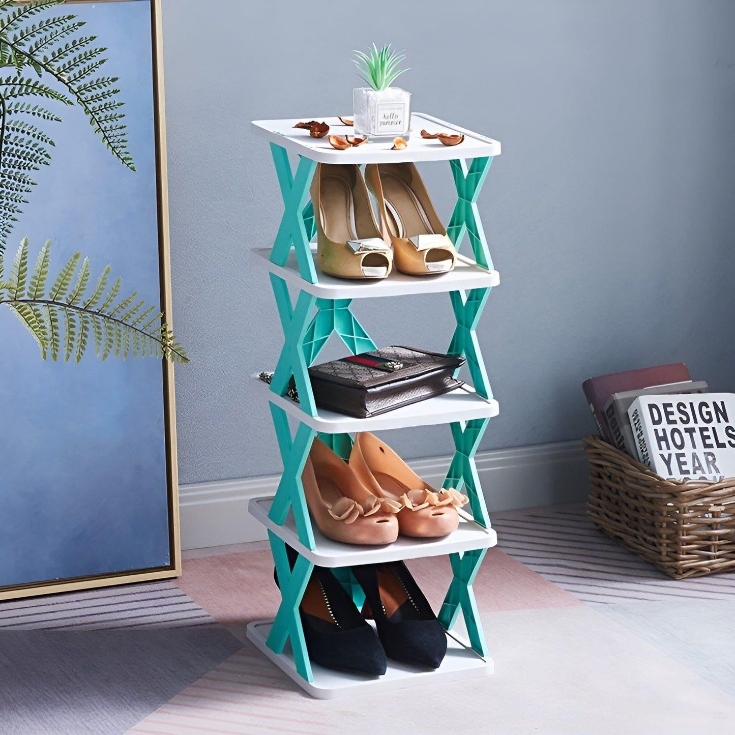 Shoe rack foldable with 3-7 layers